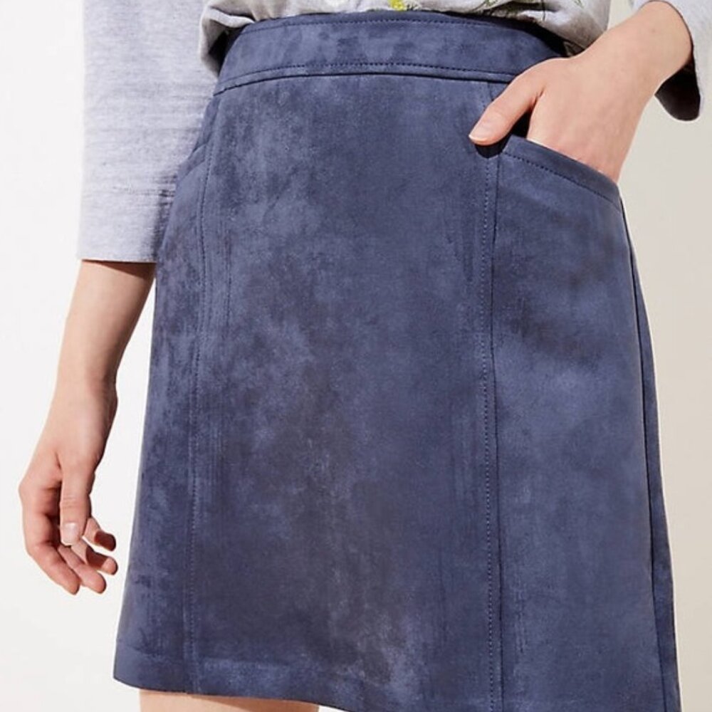 Loft Blue Suede A-Line Mini Skirt (NWT)